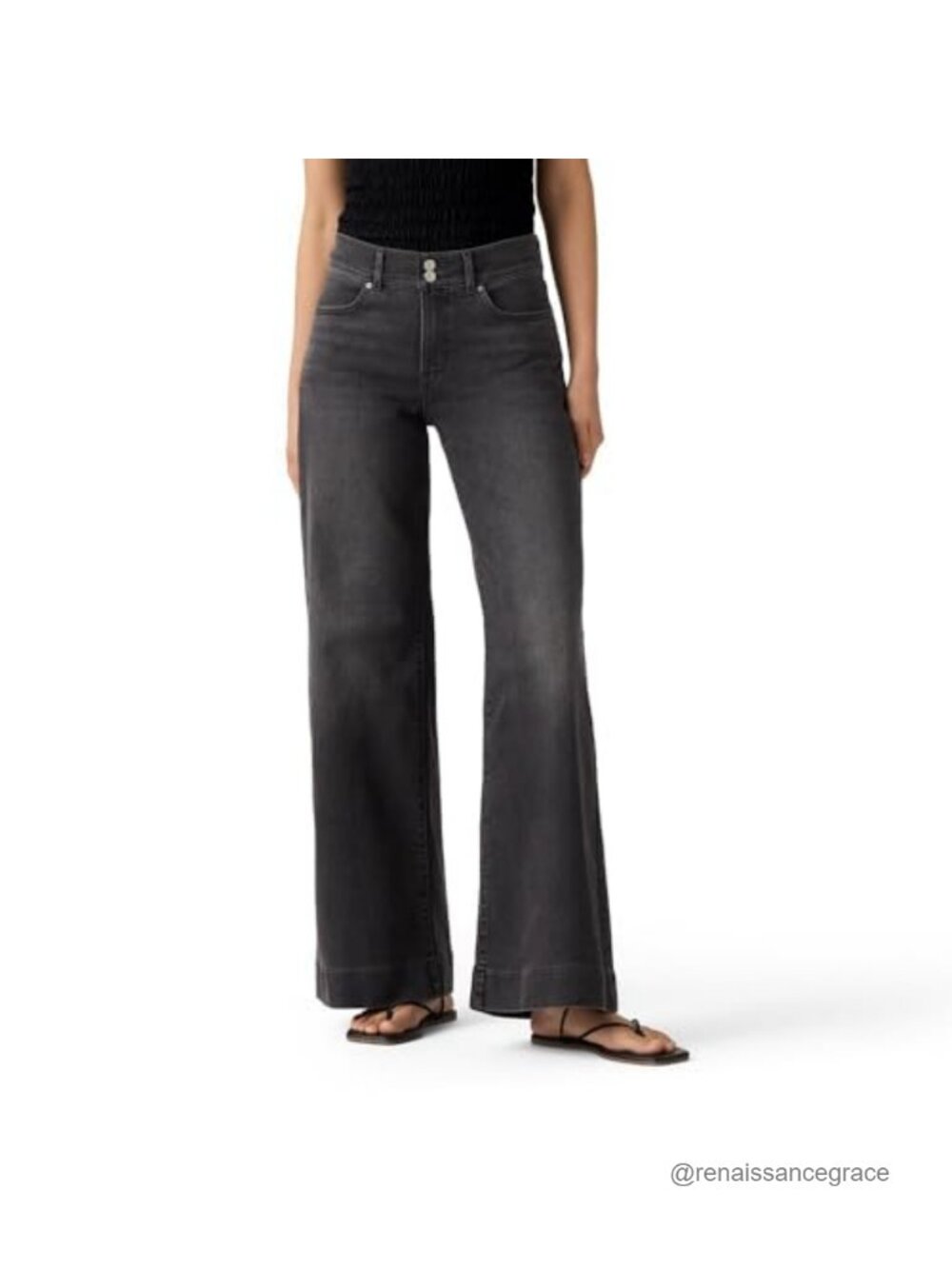 Shaping Tailored Wide Leg Jeans Tummy Panel Supersoft Stretch Denim